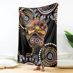 Australia Aboriginal Blanket Australian Map With Kangaroo Indigenous Art