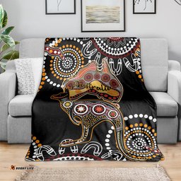 Australia Aboriginal Blanket Australian Map With Kangaroo Indigenous Art