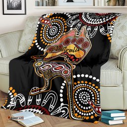 Australia Aboriginal Blanket Australian Map With Kangaroo Indigenous Art