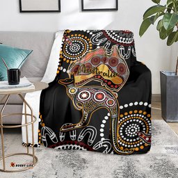Australia Aboriginal Blanket Australian Map With Kangaroo Indigenous Art