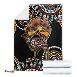 Australia Aboriginal Blanket Australian Map With Kangaroo Indigenous Art