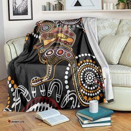 Australia Aboriginal Blanket Australian Map With Kangaroo Indigenous Art