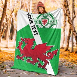 Custom Personalised Wales Football Premium Blanket Come On Welsh Dragons With Celtic Knot Pattern
