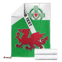 Custom Personalised Wales Football Premium Blanket Come On Welsh Dragons With Celtic Knot Pattern