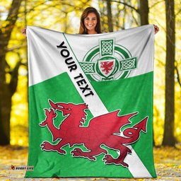 Custom Personalised Wales Football Premium Blanket Come On Welsh Dragons With Celtic Knot Pattern
