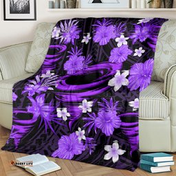 Australian Hurricanes Cricket Blanket Baeuty Pacific Hibiscus and Polynesian Pattern