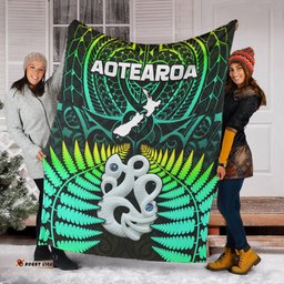 Aotearoa Fern Premium Blanket New Zealand Hei Tiki Green Style