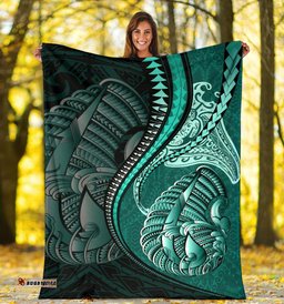Fish Hook Premium Blanket Manta Polynesian Turquoise