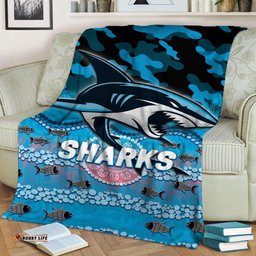 Sharks Rugby ANZAC Day Camouflage Indigenous Art Blanket