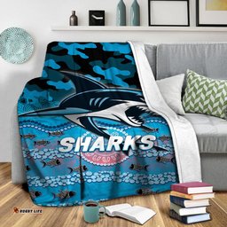 Sharks Rugby ANZAC Day Camouflage Indigenous Art Blanket