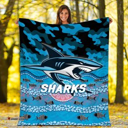 Sharks Rugby ANZAC Day Camouflage Indigenous Art Blanket