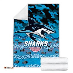Sharks Rugby ANZAC Day Camouflage Indigenous Art Blanket