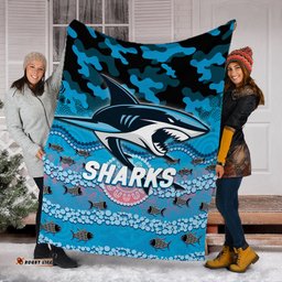Sharks Rugby ANZAC Day Camouflage Indigenous Art Blanket