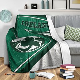 Ireland Rugby Premium Blanket Celtic Shamrock and Rugby Ball