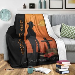 Custom ANZAC Day Lest We Forget Soldier Standing Guard Premium Blanket