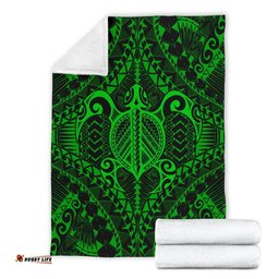 Polynesian Turtle Blanket Green