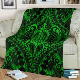 Polynesian Turtle Blanket Green