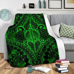Polynesian Turtle Blanket Green