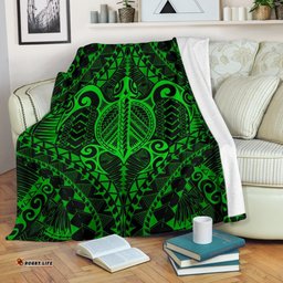 Polynesian Turtle Blanket Green