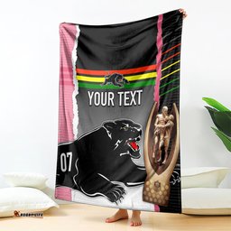 Personalised Panther Rugby NRL Premiers Blanket Panther Pride Black & Pink Sporty Vibe