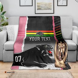 Personalised Panther Rugby NRL Premiers Blanket Panther Pride Black & Pink Sporty Vibe