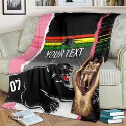 Personalised Panther Rugby NRL Premiers Blanket Panther Pride Black & Pink Sporty Vibe