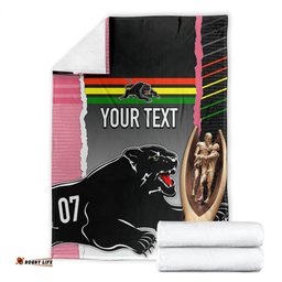 Personalised Panther Rugby NRL Premiers Blanket Panther Pride Black & Pink Sporty Vibe