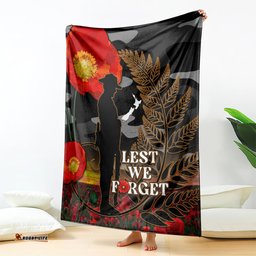 New Zealand ANZAC Day Blanket Lest We Forget Silver Fern With Camouflage
