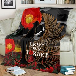 New Zealand ANZAC Day Blanket Lest We Forget Silver Fern With Camouflage
