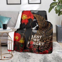New Zealand ANZAC Day Blanket Lest We Forget Silver Fern With Camouflage