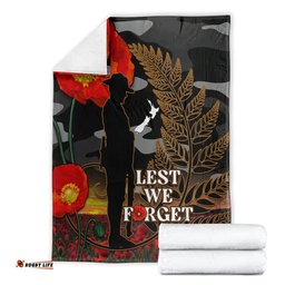 New Zealand ANZAC Day Blanket Lest We Forget Silver Fern With Camouflage