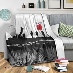 New Zealand ANZAC Day Silhouette Soldier Premium Blanket
