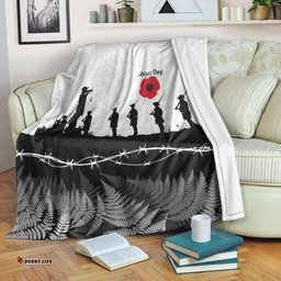 New Zealand ANZAC Day Silhouette Soldier Premium Blanket