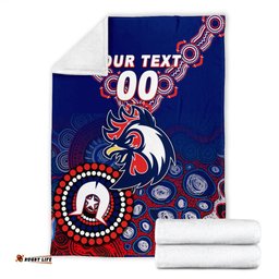 Custom Personalised Roosters Rugby NAIDOC Aboriginal Blanket