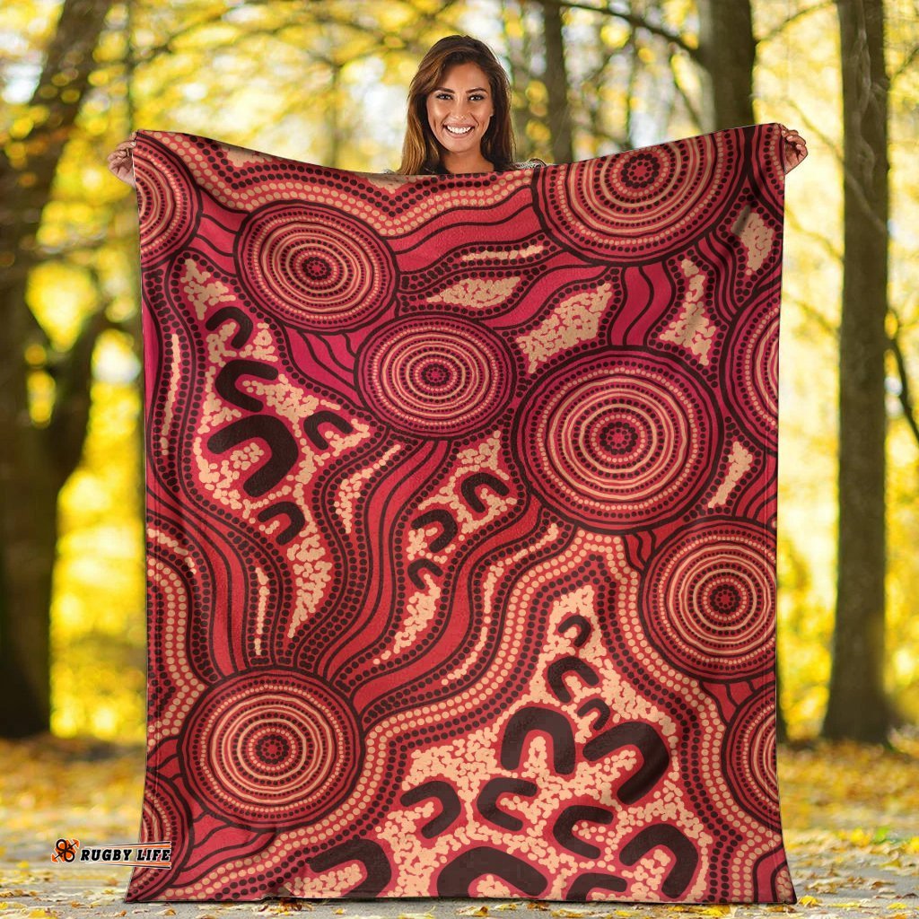 Australia Aboriginal Premium Blanket Indigenous Symbol Dot Painting Art Ver 15