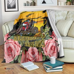 Personalised Australia Melbourne Cup Day Blanket Horse Racing Trophy With Roses 01