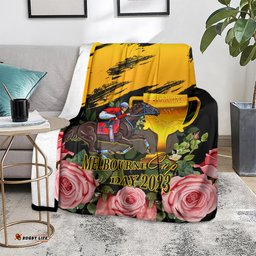 Personalised Australia Melbourne Cup Day Blanket Horse Racing Trophy With Roses 01
