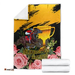 Personalised Australia Melbourne Cup Day Blanket Horse Racing Trophy With Roses 01
