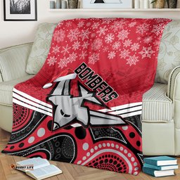 essendon football christmas blanket merry xmas 2023 mix aboriginal art