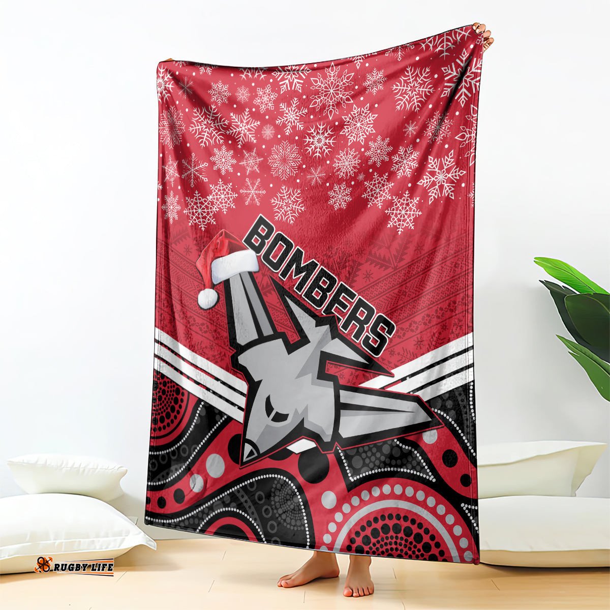essendon football christmas blanket merry xmas 2023 mix aboriginal art