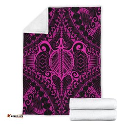 Polynesian Turtle Blanket Pink