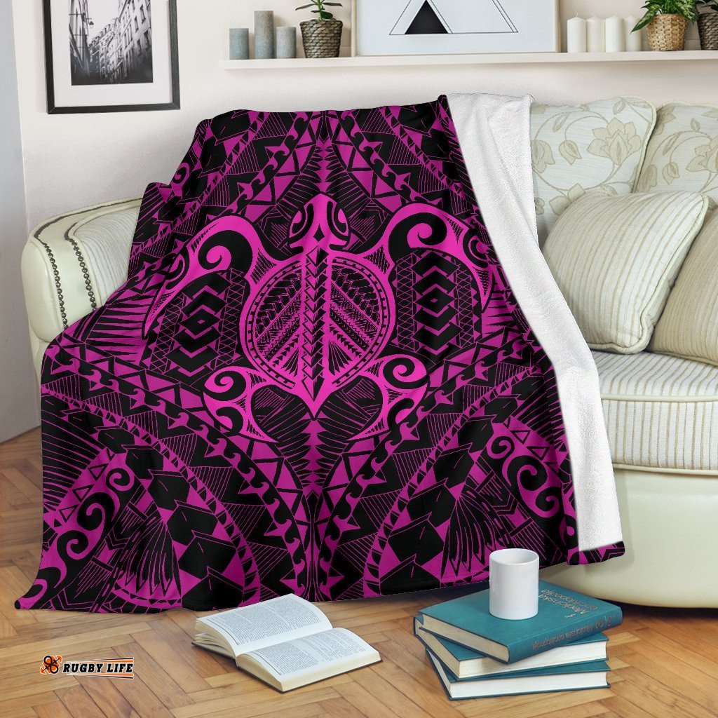 Polynesian Turtle Blanket Pink