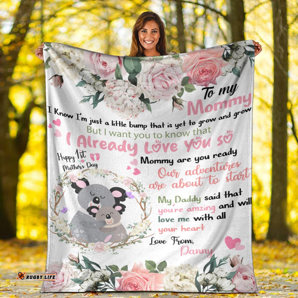 custom personalised our adventures are about to start premium blanket australia koala mom and baby happy 1st mothers day gift gift for mom flower vibes
