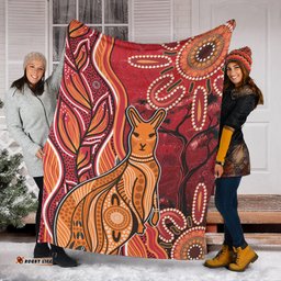Australian Aboriginal Art Premium Blanket Aussie Animal Red Version