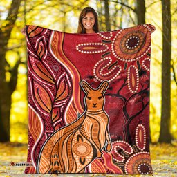 Australian Aboriginal Art Premium Blanket Aussie Animal Red Version