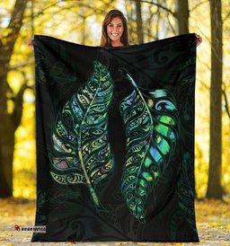 New Zealand Silver Fern Couple Premium Blanket Paua Shell