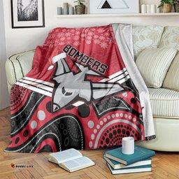 Essendon Football Christmas Blanket Merry Xmas Mix Aboriginal Art 04