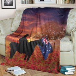 Australia Lest We Forget Light Horse Silhouette Premium Blanket