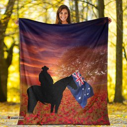 Australia Lest We Forget Light Horse Silhouette Premium Blanket