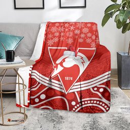 Swans Football Christmas Blanket Merry Xmas Mix Aboriginal Art